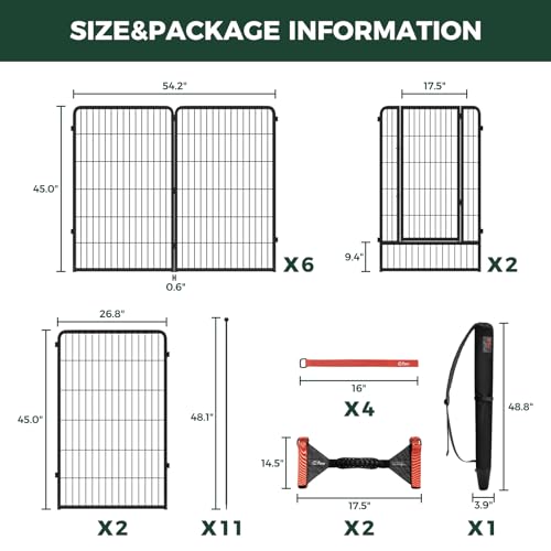 Image of FXW Instant Unleashed Dog Playpen, Portable Pet Fence for Outdoor, RV Trips, and Camping, 45 inch, 16 Panels for Large Dogs with Easy-Carry Straps (2 Pack) and Stake Bag│Patented