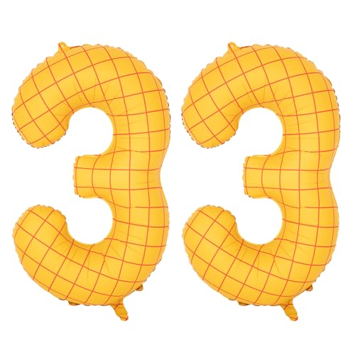 Image of 40 inch Large Number Balloon 33 Toy Inspired Story Yellow Birthday Balloon | Western Rodeo Party Supplies Boy Girl Story Anniversary Kids Birthday Party Cowboy Farm Themed Baby Welcome Decorations
