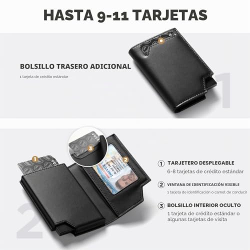 Tarjetero bloqueo RFID cartera emergente cuero hombre mujer billetero pequeño cierre magnético VULKIT 4