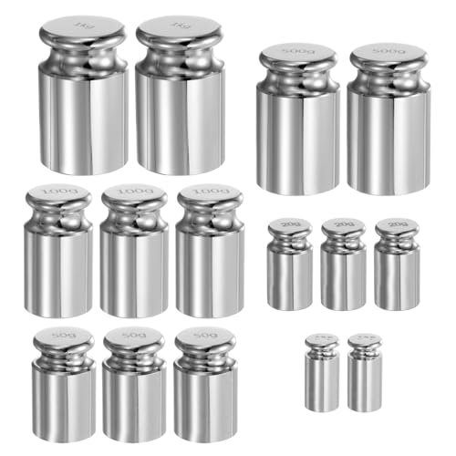QUARKZMAN Ensemble de 15 Poids d'Étalonnage 10g 20g 50g 100g 500g 1kg en Acier Chromé de Précision M1 pour Balances Numériques