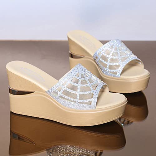 Chaussures à bout ouvert argentées style romain avec semelle souple - 5
