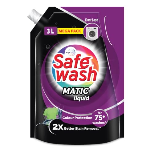 Safewash Front Load Matic Premium Liquid Detergent Refill Pouch | Colour Protect Technology | 2X Stain Removal | Suitable for All Fabrics | 3L or above