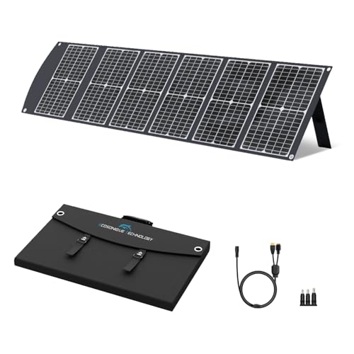 Ecosonique - Panel solar plegable de 100 W, 23,5% de eficiencia y carga rápida PD de 45 W, módulo solar monocristalino con USB-C PD3.0 USB-A QC3.0 salida de 20 V CC, soporte ajustable para estaciones