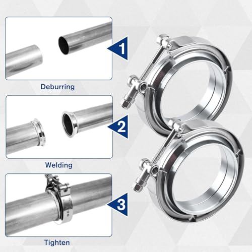 Pinzas de banda trapezoidal de 3 pulgadas LEONTOOL con bridas para sistema de escape 6