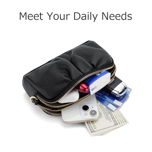 Wristlet Wallets for Women Genuine Leather Wristlet Purses Ladies Ruched Wristlet Clutch Wallet Purses3