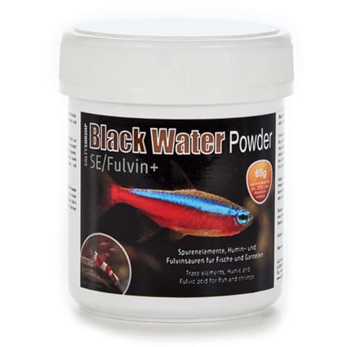 SALTYSHRIMP Black Water Powder SE/Fulvin+ | 65 g – Sal mineral, mezcla de ácidos húmicos y fúlvicos, protege el sistema inmunológico de los animales y la calidad del agua