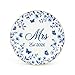 CHOIEO Mrs Ring Dish Jewelry Dish, Bride Mrs Est 2026 Wifey Engaged Trinket Tray, Ceramic Ring Holder Jewelry Tray with Blue Floral Design, Something Blue Bridal Shower Engagement (Mrs 2026)
