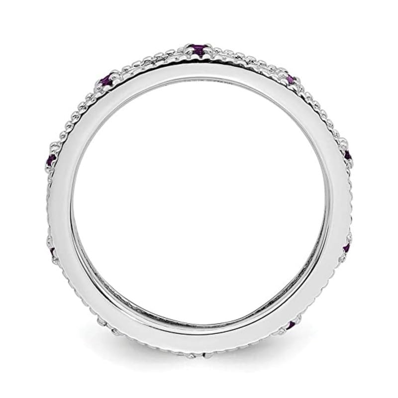Bague en argent 925 avec améthyste véritable ronde de 2mm sertie main - 2