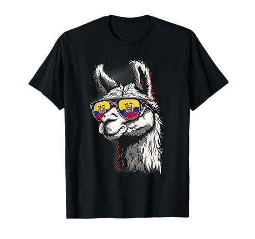 Ecuadorian Flag Ecuadorian Roots Ecuador Llama Sunglasses T-Shirt