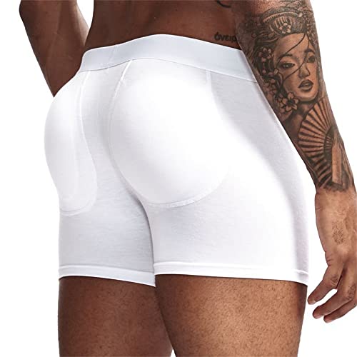 Jockmail Mens Padded Underwear Cotton Boxer Brief Body Shapewear Butt Lift Enhancer With Hip Removable Pad cover