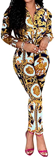 Visichenup 2 Piece Legging Pant Sets For Women Floral Print Long Sleeve Elegant Party Jumpsuits Tracksuits Outfits #TOP7