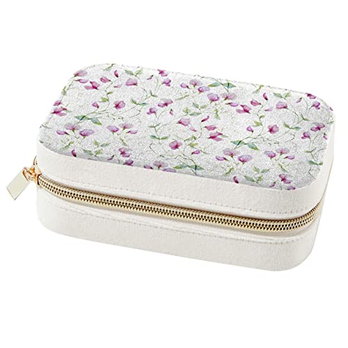 WOSHJIUK Schmuckschatulle Reise Schmuckschatulle,Blumen lila Blumen Vintage,Schmuck Organizer Kleine Schmuckschatullen für Frauen