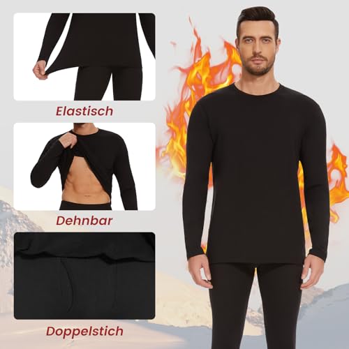 AKKQHH Ropa interior térmica para hombre, ropa interior de esquí cálida, térmica, juego de ropa interior larga para hombre, ropa interior funcional suave, ropa interior térmica para invierno, Negro - imagen 3