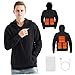 Muzrunq Heated Sweatshirt Unisex USB Heated Hoodie with 3 Heating Levels, 5 Heating Zones Black Casual Jumper with Front Pocket Washable Clothing for Men Women Winter Indoor Outdoor XL.