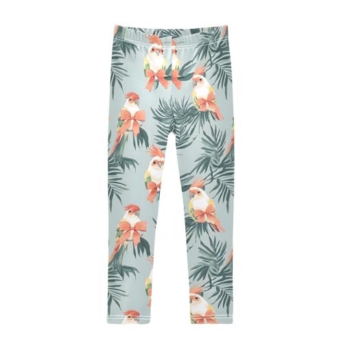 Parrot Bow Girls Leggings Ultra Soft Compression Yoga Gym Pants for Kids 4-10T