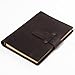 Ancicraft Leather Journal Lined Craft Paper A5 Vintage Diary Notebook Planner Refillable 6-ring Binder (Dark brown simple strap A5)