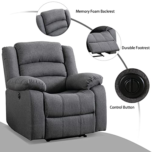 EBELLO Classic Power Recliner Chair, Oversized Electric Overstuffed Chair with Soft Cushion and Back, Sofa with Comfortable Armchair, Gray - Thumbnail 5