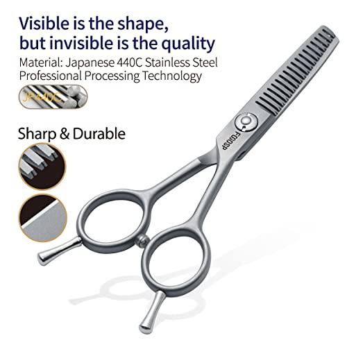 Fogosp 4.5" Thinning Shears For Dogs Grooming Face With Safety Round Tip For Small Dogs Face Paw Ears Trimmer Professional Small Cat Grooming Scissors (4.5" Blender, Gray) #TOP2