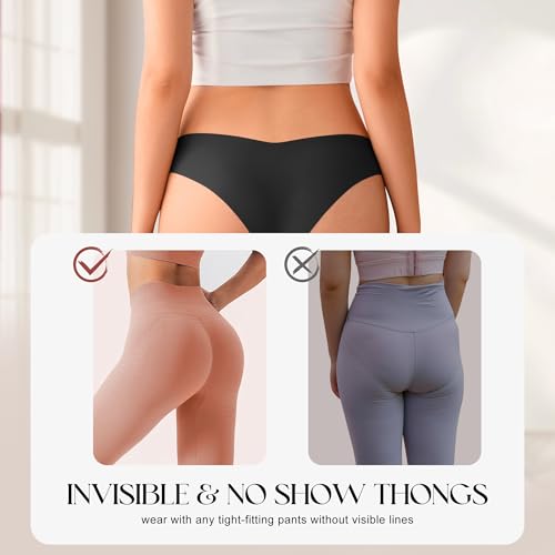 Image of DEANGELMON Women Seamless Bikini Cheeky Underwear Invisible No Show Panties V-Waist Hipster Ladies Soft Stretch Multi Pack