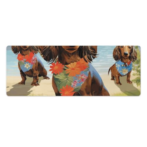 Tapis de souris de jeu teckel peinture tropicale avec base antidérapante