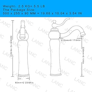 Luxury Stone Tall Bathroom Sink Faucet European Brass and Natural Marble Emperador 1 Hold Tall Bathroom Vessel Faucet Venetian Oil Rubbed Brown Mixer TapC12123HPS FW