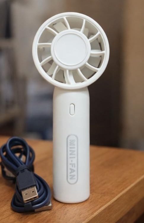 Image of Mini Portable Fan for girls, Powerful Hand Fan with 3 Speed Personal Small Desk Fan With Base, Lightweight Rechargeable Usb Handheld Fan For Girl, Women, Men, Indoor, Outdoor, 15 Cm
