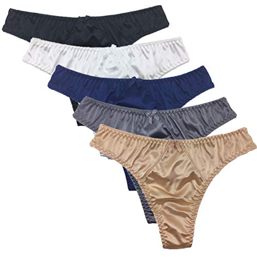 Queen Star Pack de 5 tangas de satén para mujer (color 1, Color 1, L
