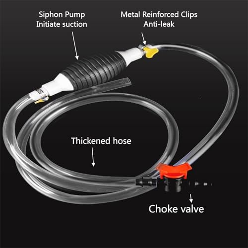 Image of Manual oil pump, new multifunctional suction pump with durable PVC pipe of 6.5 feet. The oil fuel transfer pump,gas siphon pump for gasoline, and fish tank water exchange siphon hose