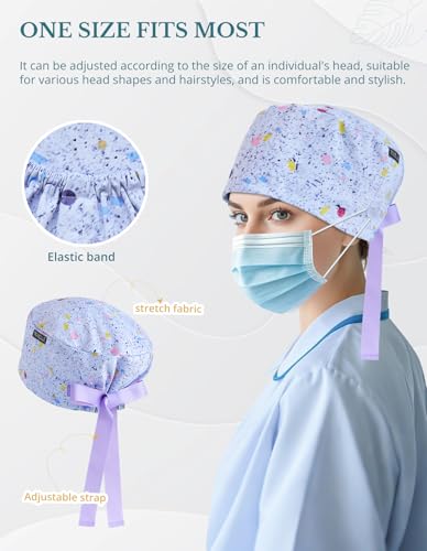 Gorro quirúrgico blanco con botones ajustable para mujer y hombre miniatura 4
