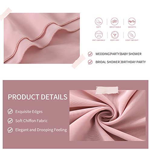 Dusty Rose Chiffon Table Runner 5 Pieces 27X120 Inches Long Sheer Table Lines Wedding Rustic Party Bridal Shower Table Decorations #TOP4