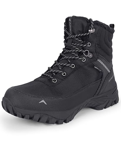 Image of Men's Edge ET 1101 Waterproof Hiking Boots, Mid-Top, Round Toe, Black, Mountain Trekking with Grip Sole