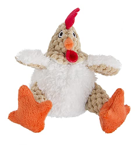 Image of goDog Checkers Just For Me Fat Rooster Squeaky Plush Dog Toy, Chew Guard Technology - White, Mini