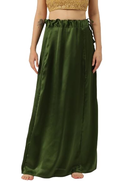 ms. lingies Women's Satin Silk Saree Petticoat Underskirt Indian Lining for Sari-picture-15