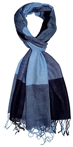 Écharpe 50% Cachemire LORENZO CANA | Le luxe d'un grand drapé écossais bleu et gris pour homme