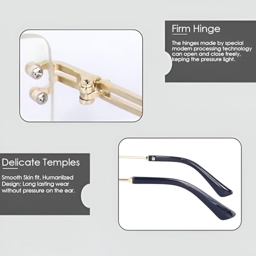 Image of ARICKS Rectangle Sunglasses for Women Men Vintage Rimless Square Sun Glasses