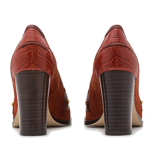Image of MOOMMO Women Chunky Block Heel Pumps Round Closed Toe Slip On Oxford Loafers Shoes High Heels Snakeskin Work Pump Suede Loafer for Office Ladies Classic Formal Business Professional 4-13 M US