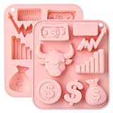Design: presenta stampi unici del mercato azionario e stampi per dollari per decorazioni creative di cioccolato, torte o resina con un tema finanziario.