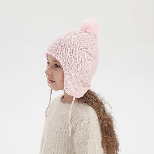 Image of Kids Winter Beanie Hat Mittens Set Warm Fleece Hat Baby Toddler Knitted Hat & Gloves for Boys, Girls