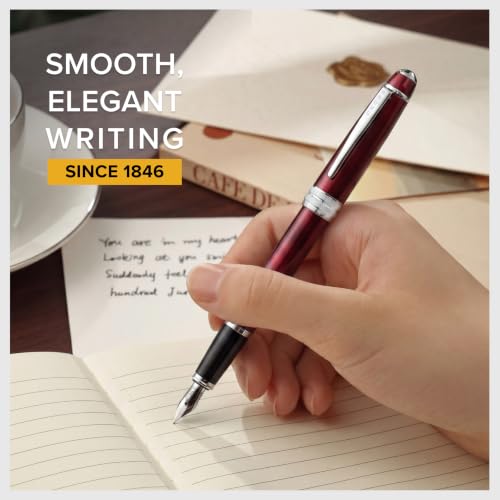 Image of Cross Bailey Red Refillable Fountain Pen - Medium Point, Black Ink, Smooth Writing, Presented in a Premium Gift Box