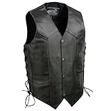 Event Leather EL5315 Black Motorcycle Leather Vest for Men w/Side Lace- Riding Club Adult Motorcycle Vests - 5X-Large