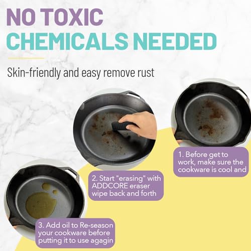 Rust Eraser, Premium Rust Remover for Cast Iron Pans, Knives & Tools, Hard Anodized Cookware and Other Pots, Remove Rust from Any Metallic Surface - 1 Pieces