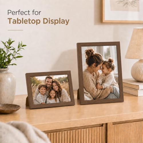 Image of JCJMY 8.5x11 inch Picture Frame Brown for Certificate Poster and Photo, Horizontal and Vertical Formats for Wall Hanging or Tabletop, 8.5x11 Frame with Shatter Resistant Plexiglass, Brown
