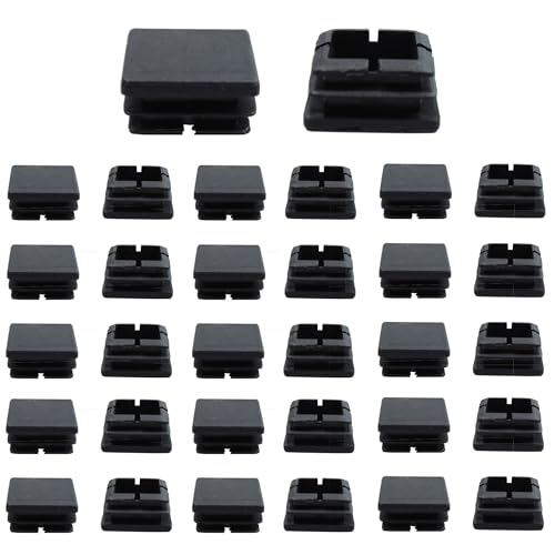 Image of 32PCS 1Inch /25mm Square Plastic Hole Plug, Black Furniture Finishing Sliders, Square Pipe Tubing End Cap, Plastic Insert End Caps for Square Metal Tube