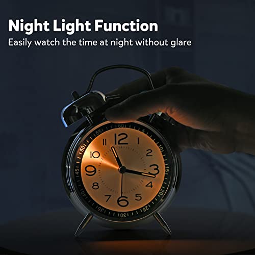Cadmos Loud Alarm Clock For Heavy Sleepers Adults,Retro 4 Inch Silent Non-Ticking Quartz With Backlight,Twin Bell Analog Kids Alarm Clocks For Bedrooms Bedside thumb #1