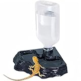 MRTIOO 17oz Terrarium Tank Reptile Food Feeders Bowl, Water Feeder Automatic Water Dispenser Waterer Feeding Accessories, for Geckos Lizards Turtle Bearded Dragons - Black