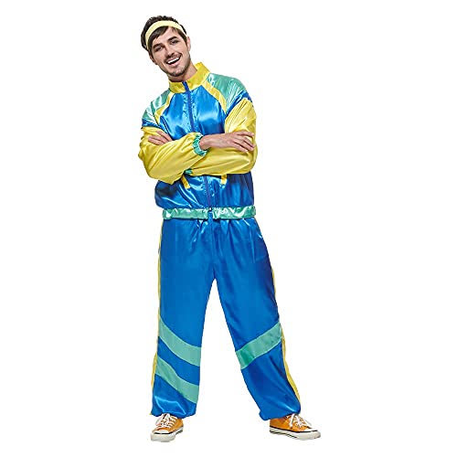 Eraspooky Men 80S Costume Retro Jacket Shell Suit Party Tracksuit #TOP2