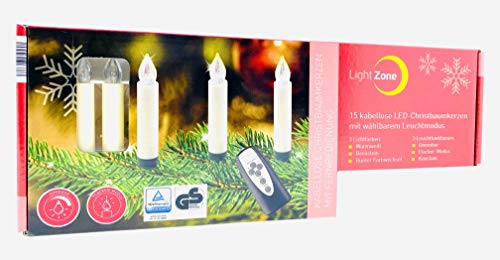 Preisvergleich Produktbild Light Zone 15 x Kabellose Christbaumkerzen inkl. Batterien