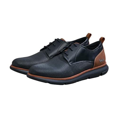 Image of Neeman's Textured Derby Sneakers for Men | PU & Micro-Suede Upper, Cushioned EVA Sole | Lightweight Lace-Up Casual Shoes for All-Day Comfort.
