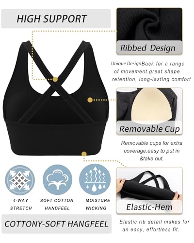 Image of RUNNING GIRL Sports Bras for Women,Seamless Strappy Sports Bra High Support Crisscross Back with Removable Pads