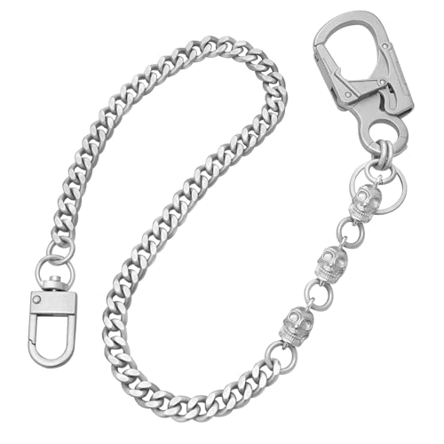 Ahiller Skull Pant Chain Men, Punk Anti-Theft Biker Wallet Chain/A-Silver